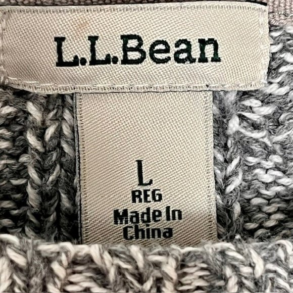 L.L. Bean Cable Knit 100% Cotton Crewneck Sweater - Heathered Gray - L - Picture 8 of 10